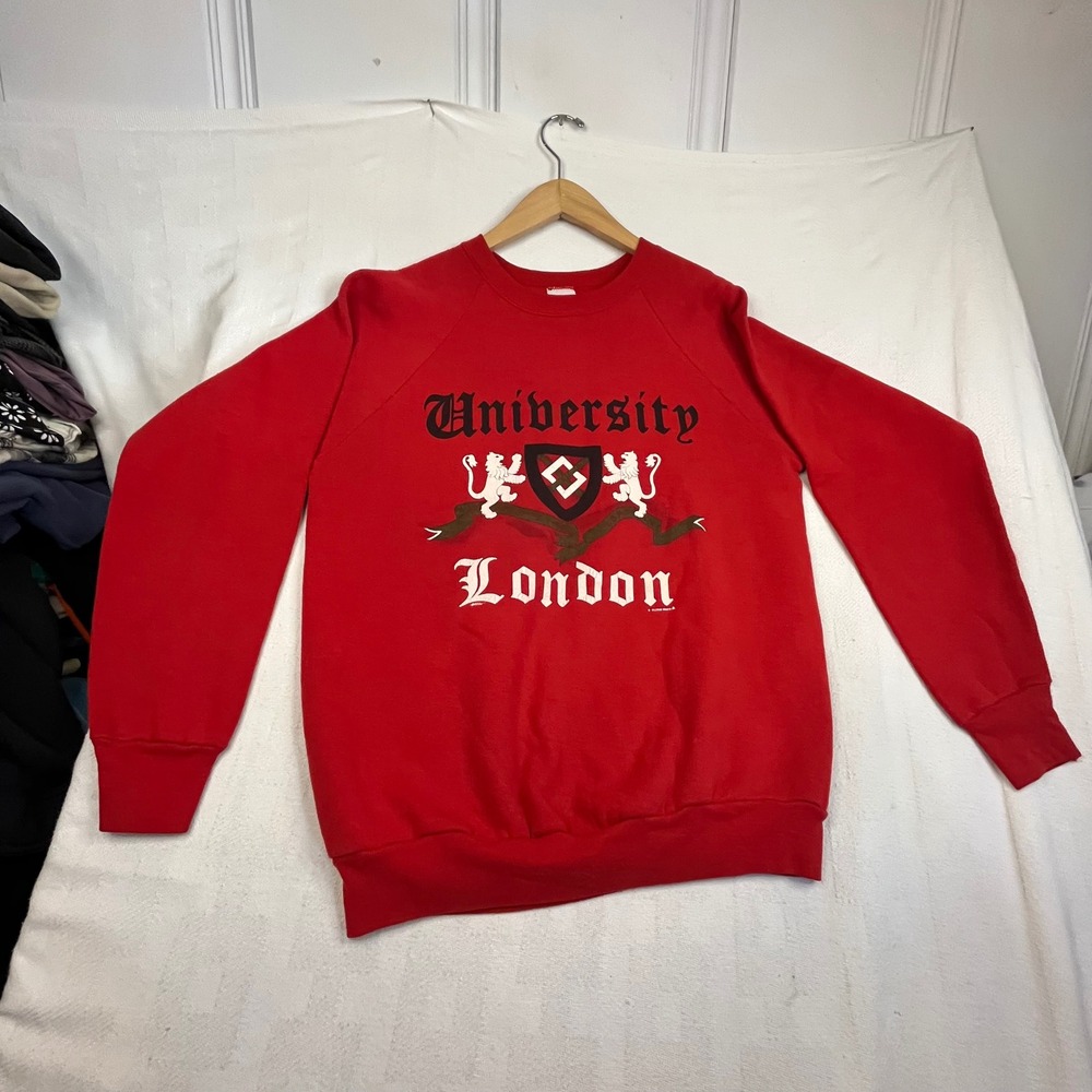 Fruit of the Loom Red Crewneck Sweatshirt Raglan Sleeve Large Made in USA